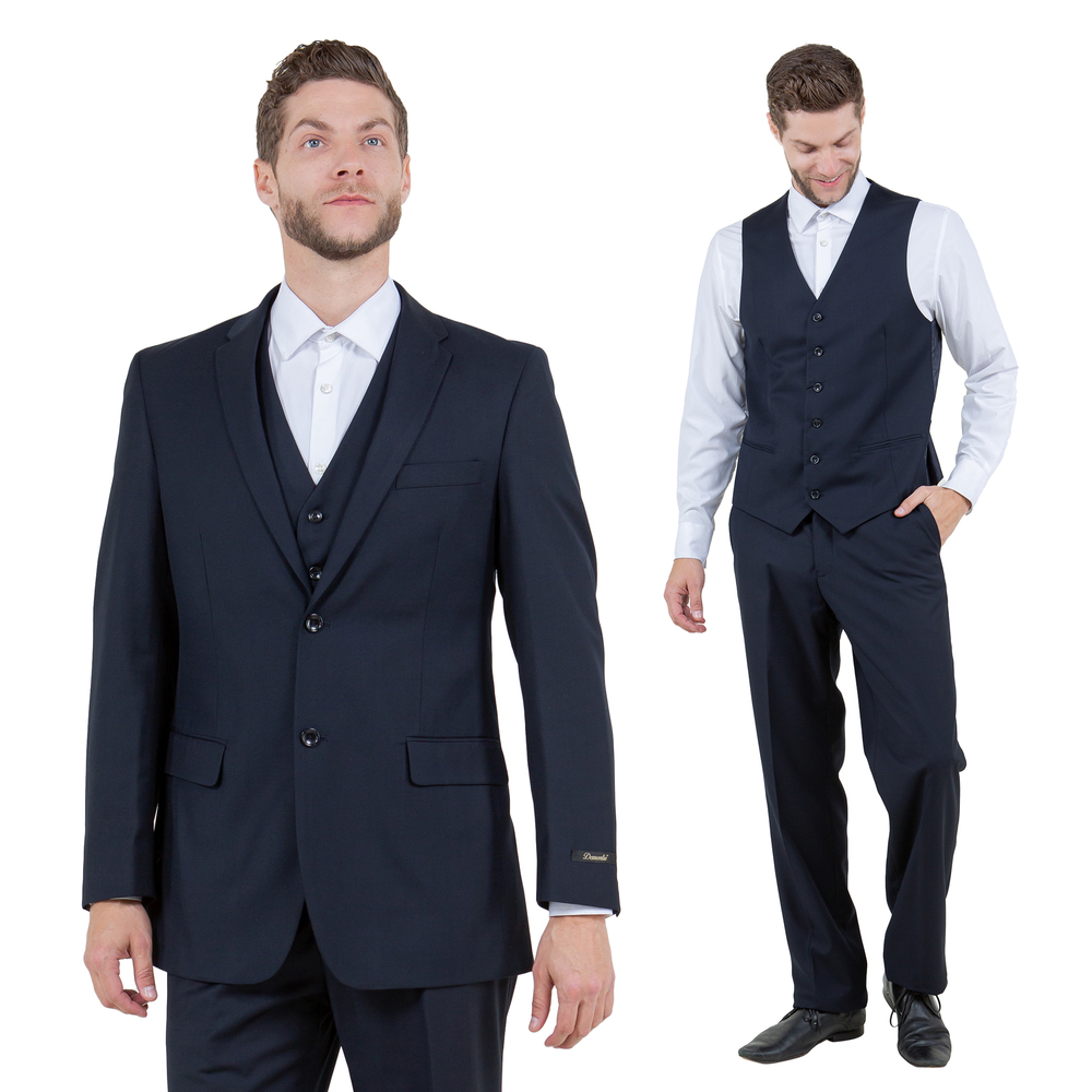 Modern Fit 3pc Mens Suit Set by Demantie, Navy